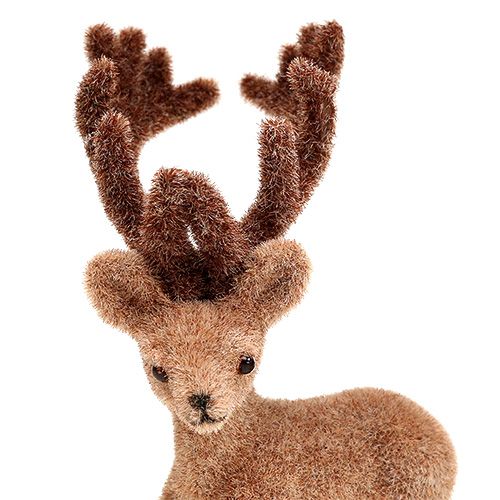 Artikel Deko Hirsch Mini Braun beflockt 11cm 6St