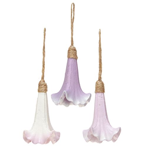 Floristik24 Dekoanhänger Hänger Glockenblume Lila Weiß Ø3,5cm H8cm 6St