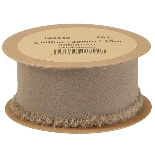 Artikel Dekoband Braun Chiffonband Schlammbraun 40mm 15m