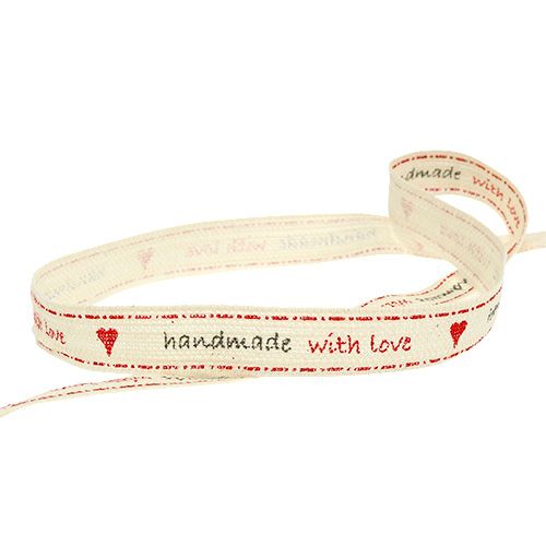 Floristik24 Dekoband "Handmade with Love" 15mm 15m