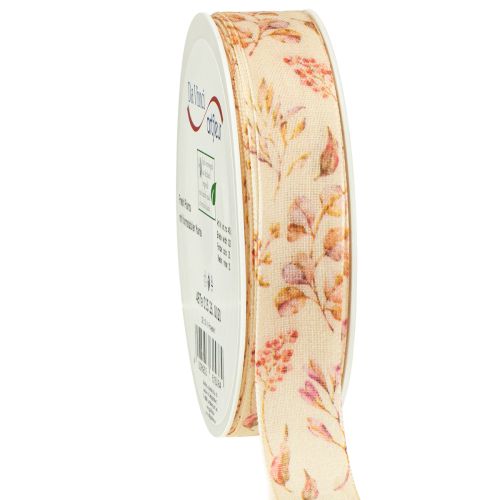 Dekoband Herbst Deko Stoffband Beige Altrosa 25mm 20m
