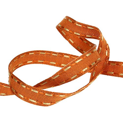 Floristik24 Dekoband Orange mit Drahtkante 15mm 15m
