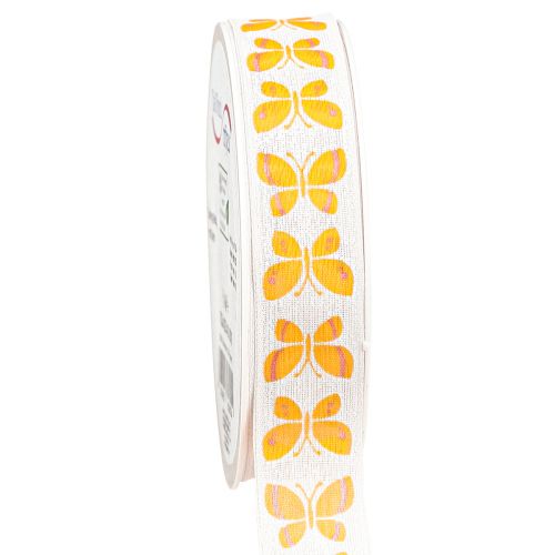 Floristik24 Dekoband Schmetterlinge Orange Drahtkante 25mm 18m