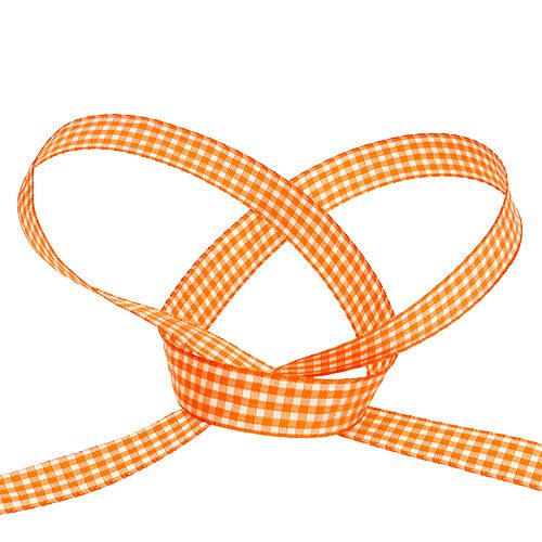 Floristik24 Dekoband kariert in Orange 1,5cm 20m