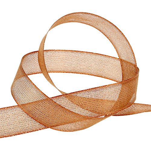 Dekoband mit Lurexstreifen Kupfer 25mm 20m | Floristik24.at