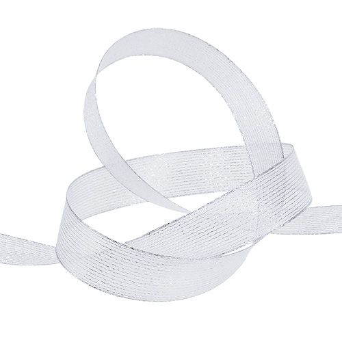 Dekoband mit Lurexstreifen Silber 25mm 20m | Floristik24.at