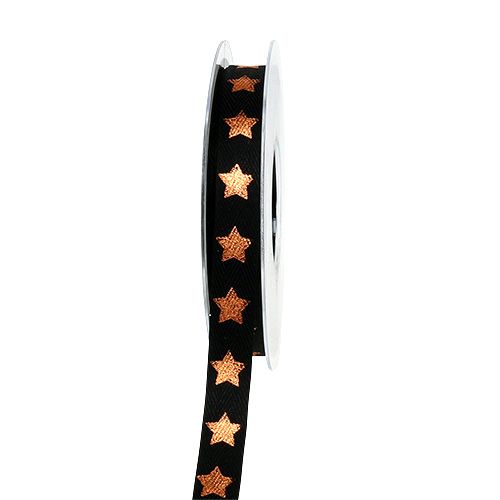 Floristik24 Dekoband mit Stern Dekor Schwarz 15mm 20m