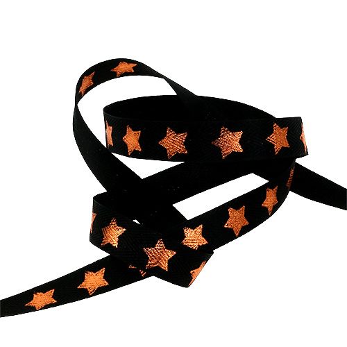 Floristik24 Dekoband mit Stern Dekor Schwarz 15mm 20m