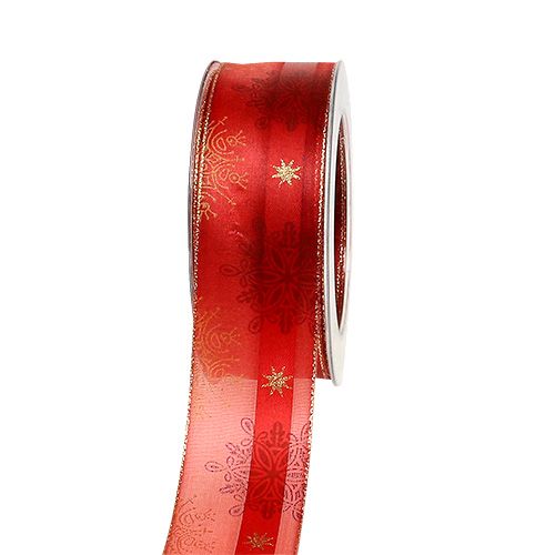 Floristik24 Dekoband mit formstabiler Kante Rot 40mm 20m