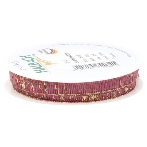 Floristik24 Dekoband Altrosa mit Gold Lurex drahtverstärkt 10mm 20m