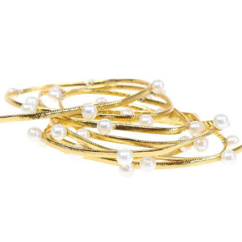 Floristik24 Dekoband Gold mit Perlen 10mm 8m