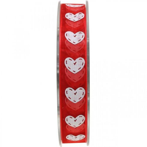 Floristik24 Dekoband Herzen, Hochzeitsdeko, Schleifenband Valentinstag Rot, Weiß 15mm 20m