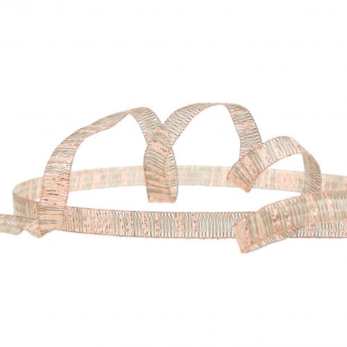 Floristik24 Dekoband Natur mit Kupfer Lurex drahtverstärkt 10mm 20m