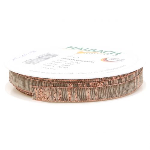 Floristik24 Dekoband Natur mit Kupfer Lurex drahtverstärkt 10mm 20m
