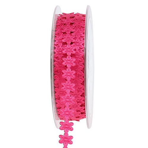 Floristik24 Dekoband Pink mit Blüte 1cm 20m