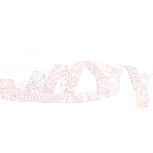 Floristik24 Dekoband Rosa mit Silber Lurex drahtverstärkt 10mm 20m