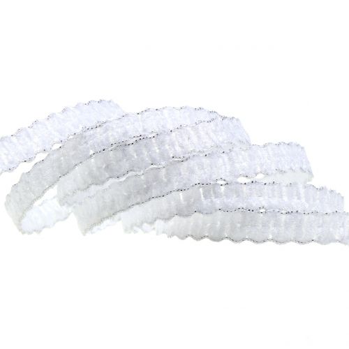 Floristik24 Dekoband Samtoptik Weiß10mm 20m