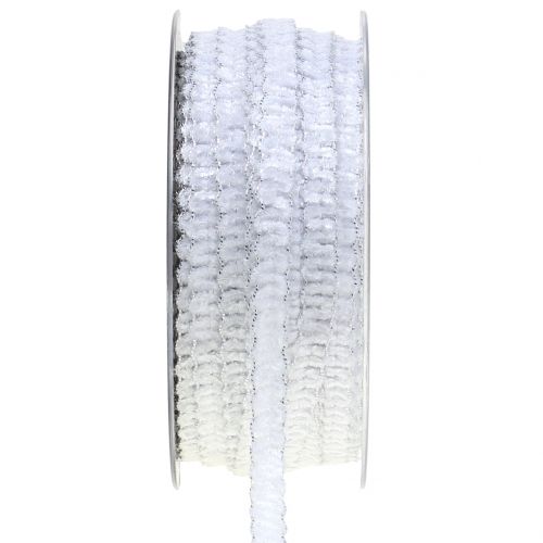 Floristik24 Dekoband Samtoptik Weiß10mm 20m