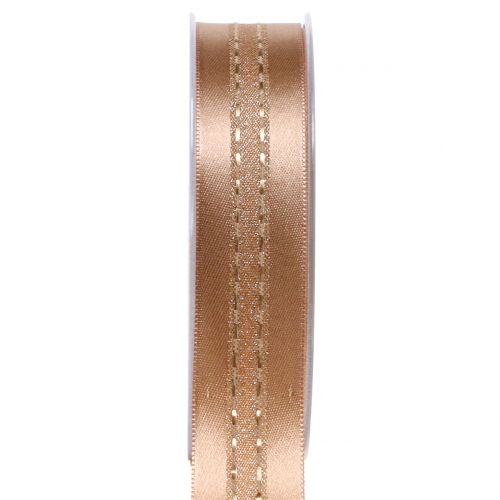Floristik24 Dekoband mit Streifen-Muster Kupfer 25mm 20m