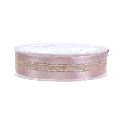 Floristik24 Dekoband mit Streifen-Muster Rosa 25mm 20m