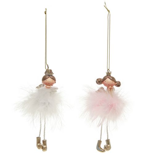 Floristik24 Dekofigur Engel Prinzessin Christbaumschmuck Weiß, Rosa 12cm 2 St