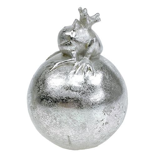 Floristik24 Dekofigur Frosch auf Kugel Silber 8cm 4St