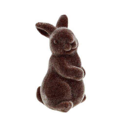 Floristik24 Dekofigur Hase beflockt 7cm Braun 1St