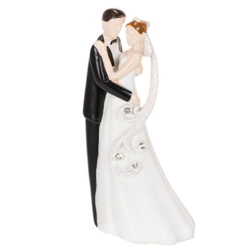 Dekofigur Hochzeitspaar 10,5cm aus Polyresin in Weiß und Schwarz