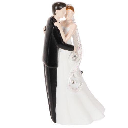 Dekofigur Hochzeitspaar 10,5cm aus Polyresin in Weiß und Schwarz | Floristik24.at