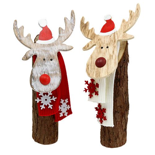 Floristik24 Dekofigur Holz Elch mit Schal 30cm 2St