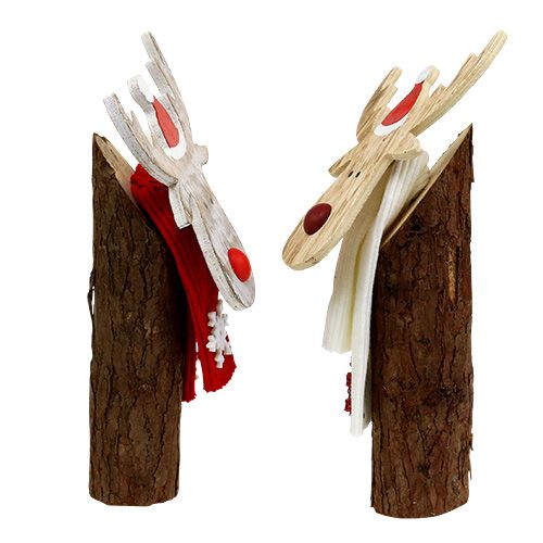 Floristik24 Dekofigur Holz Elch mit Schal 30cm 2St