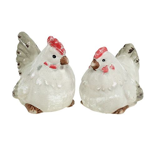 Floristik24 Dekofigur Huhn 5cm Grau 2St