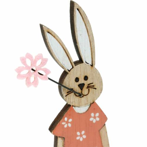 Floristik24 Dekofigur Osterhase Orange, Weiß Holz Hase Osterdeko 6St