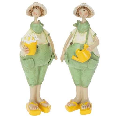 Dekofiguren Gärtner aus Polyresin 16,5×5,5 cm Grün Gelb 2-teilig bestellen | Floristik24.at