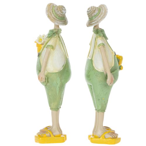 Dekofiguren Gärtner aus Polyresin 16,5×5,5 cm Grün Gelb 2-teilig | Floristik24.at