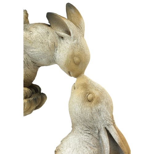 Floristik24 Dekofiguren Hasenmutter mit Hasenkind Grau Braun H35cm