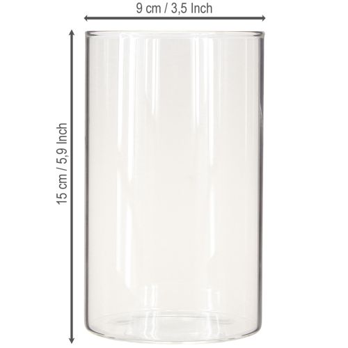 Artikel Dekoglas, Tischdeko, Blumenvase Farblos Ø9cm H15cm