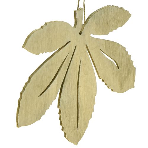 Artikel Dekohänger Holz Herbstblätter Grün Natur Braun 12x10cm 12 St