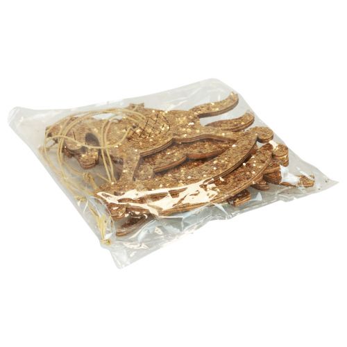Floristik24 Dekohänger Holz Gold Glitter Christbaumschmuck 10cm 6 St