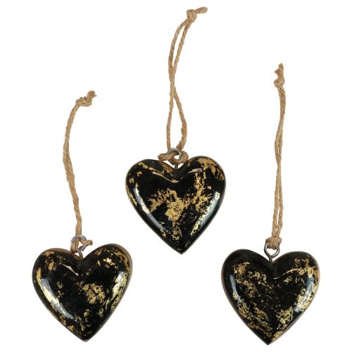Artikel Dekohänger Holz Holzherzen Deko Natur Schwarz Gold 6cm 8 St