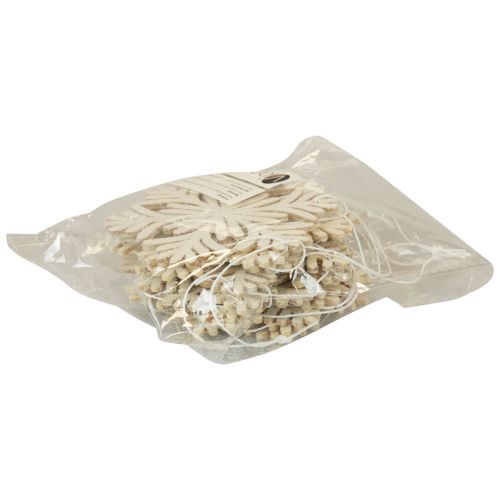Floristik24 Dekohänger Holz Schneeflocken Deko Weiß Glitter Ø10cm 12St