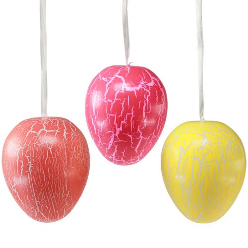 Artikel Dekohänger Ostereier Gelb/Pink/Rot Krakelee H11,5cm 3 St