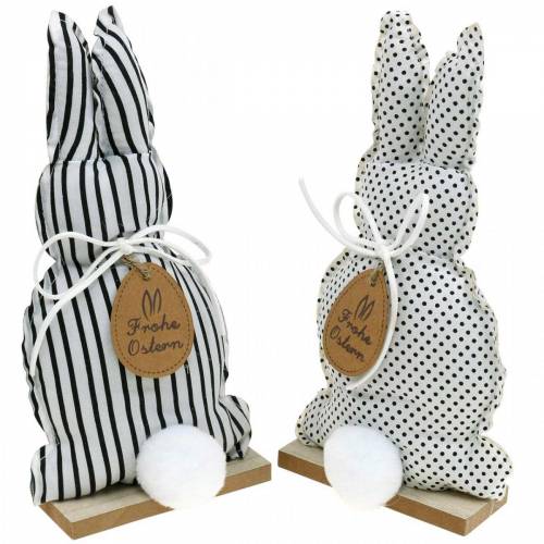 Floristik24 Dekohase aus Stoff, Osterdeko, Hase zum Stellen, Tischdeko “Frohe Ostern” 21cm 2St