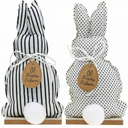 Floristik24 Dekohase aus Stoff, Osterdeko, Hase zum Stellen, Tischdeko “Frohe Ostern” 21cm 2St