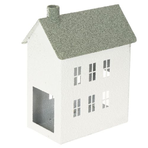 Dekohaus aus Metall in Hausform mit Fenstern und Schornstein, 22 cm, Weiß bestellen | Floristik24.at