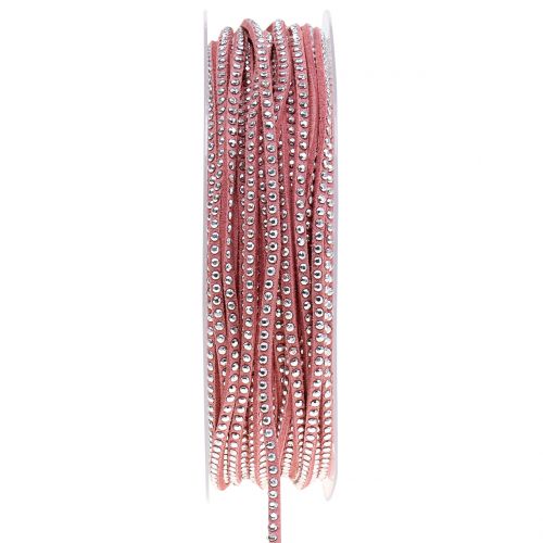 Dekokordel Lederband Rosa mit Nietenbesatz 3mm 15m