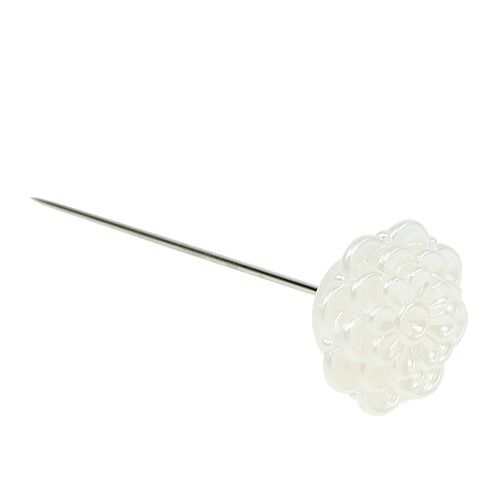 Floristik24 Dekonadel Blume Weiß Ø2cm H6cm 24 St