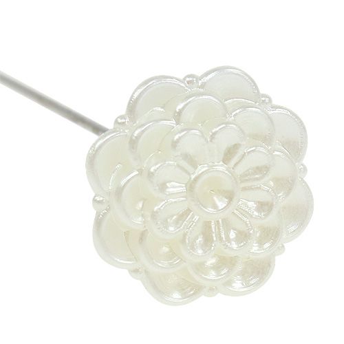 Floristik24 Dekonadel Blume Weiß Ø2cm H6cm 24 St