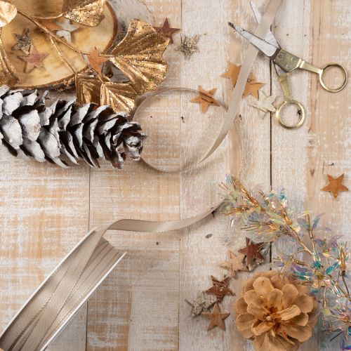 Geschenkband Beige 10mm Stoffband für Verpackungen 50m | Floristik24.at