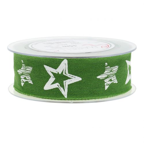 Floristik24 Dekorationsband Jute mit Sternmotiv Grün 40mm 15m